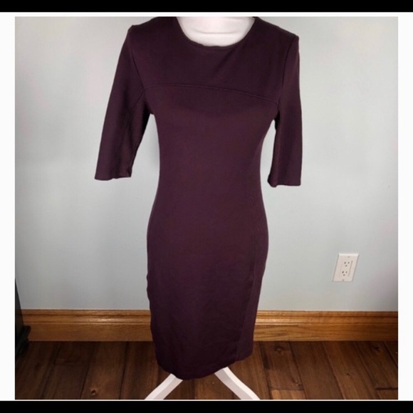 Carmen Marc Valvo Wine Sweater Dress 6 - Picture 1 of 5
